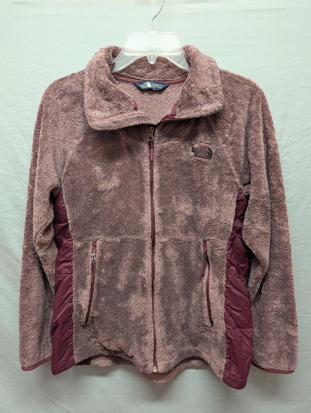 The North Face Jacket Womens Large Mauve Burgundy Sherpa Fleece Zip Quilted